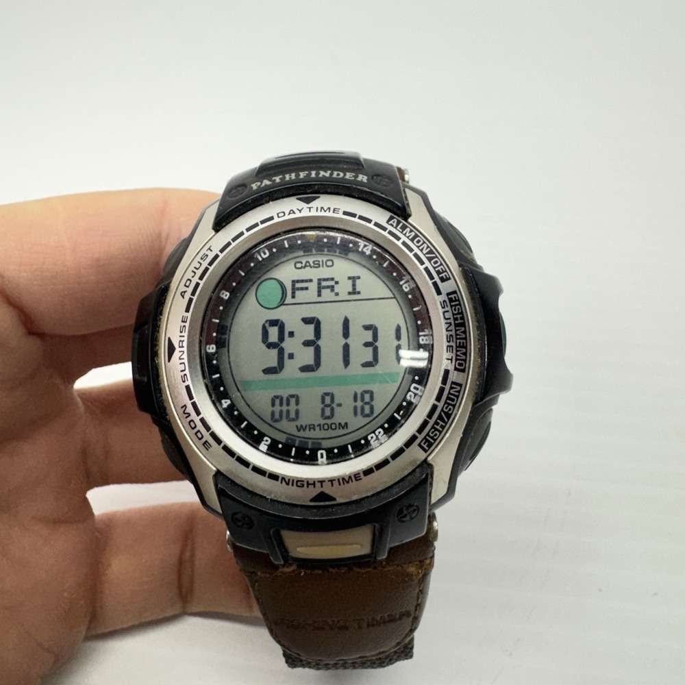 Vintage Casio Pathfinder PAS-400B Fishing Timer Watch 2632 WR100M NEW BATTERY